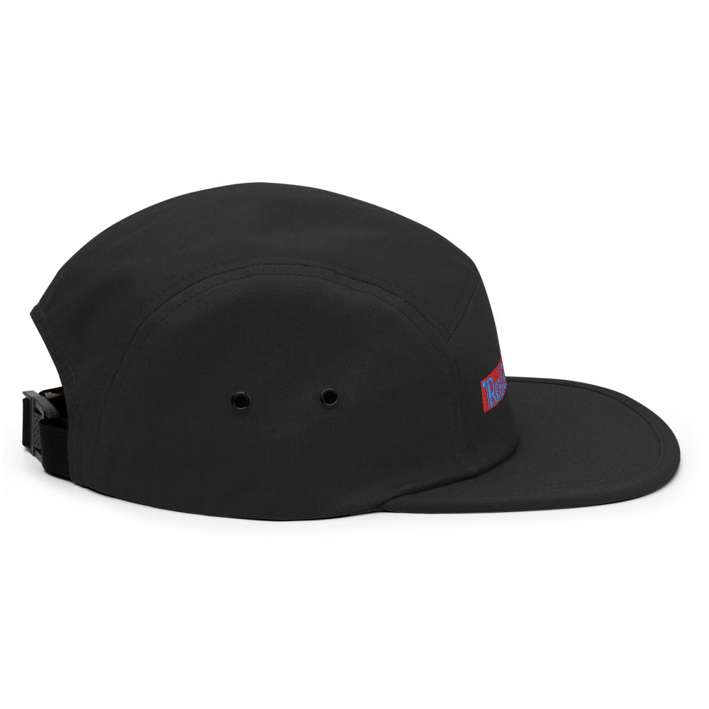 Black 5-panel Golf Hat with RealGolfers logo embroidered on Front