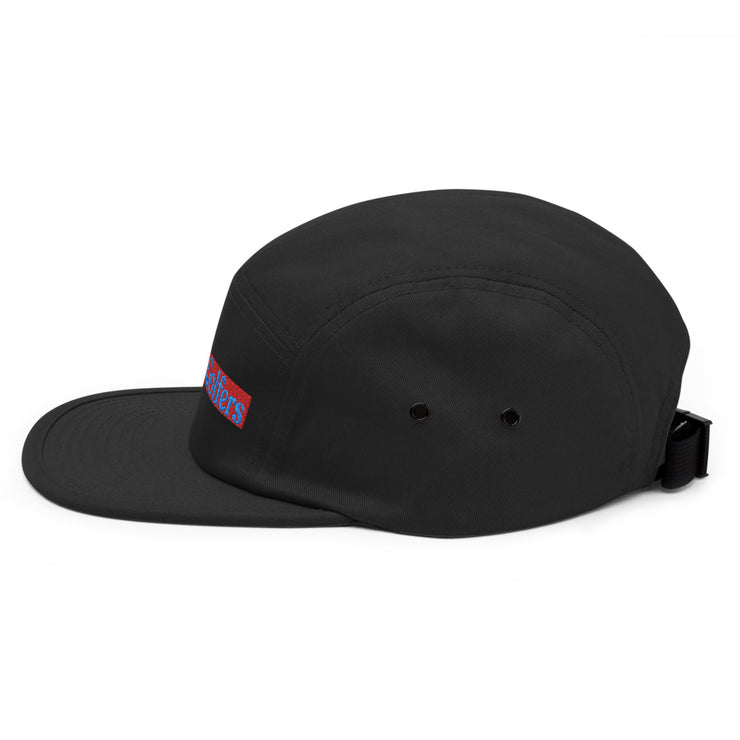 Black 5-panel Golf Hat with RealGolfers logo embroidered on Front