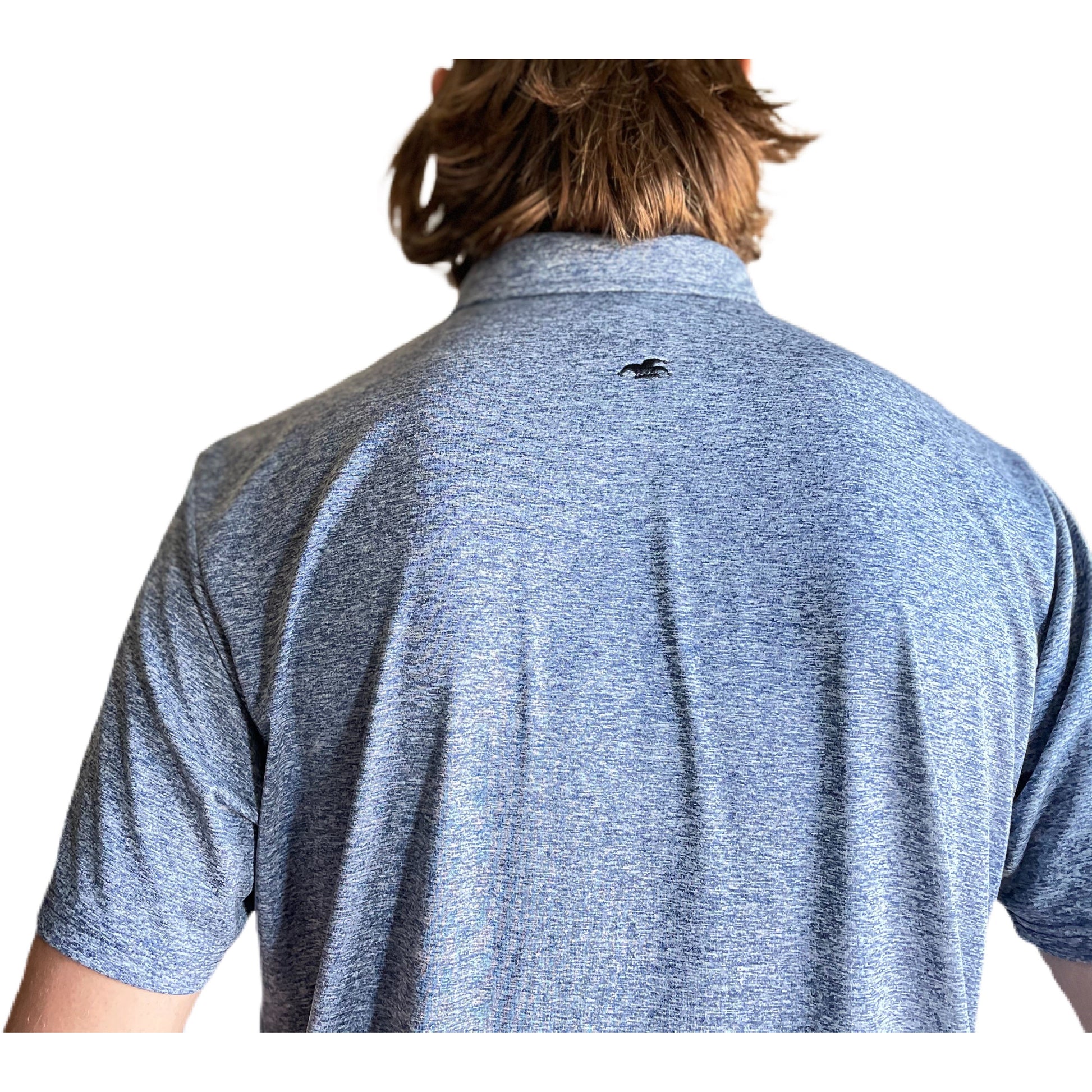  Blue Grey Fabric Blend Golf Shirt