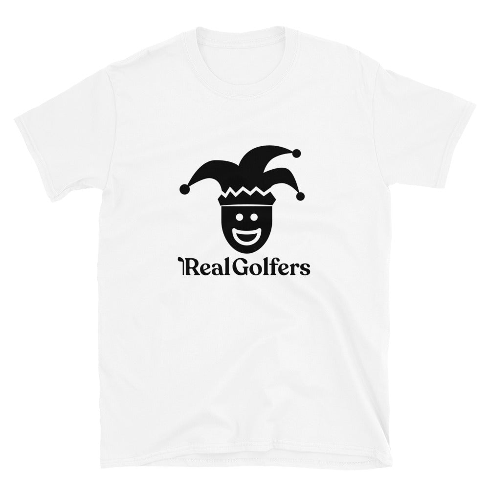 White T-Shirt With RealGolfers logo and happy face