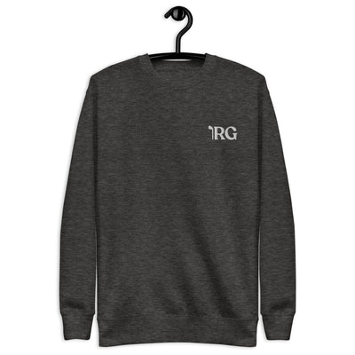 Heather Grey Crew Neck Sweatshirt with embroidered RealGolfers logo on the left breast